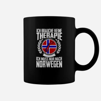 Norwegen Therapie Tassen, Lustiges Schwarzes Tee mit Spruch - Seseable