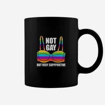 Not Gay But Very Supportive Lgbt Straight Ally Bra Meme Human Flag Coffee Mug - Seseable