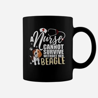 Nurse Dog Mom Beagle Nursing Cannot Survive Coffee Mug - Seseable