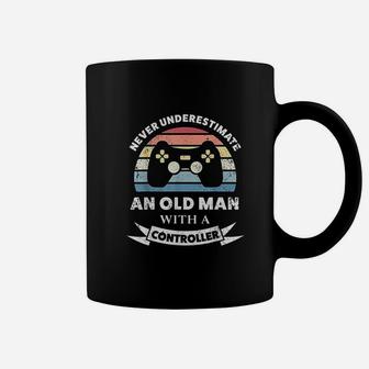 Old Man With A Controller Funny Gaming Gift Gamer Dad Coffee Mug - Seseable
