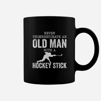 Old Man With A Hockey Stick Funny Ice Hockey Player Coffee Mug - Seseable