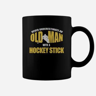 Old Man With A Hockey Stick Funny Ice Hockey Player T-shirt Coffee Mug - Seseable