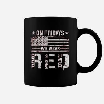 On Friday We Wear Red American Flag Military Supportive Coffee Mug - Seseable