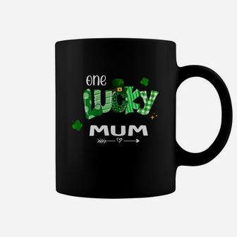One Lucky Mum Shamrock Leopard Green Plaid St Patrick Day Family Gift Coffee Mug - Seseable