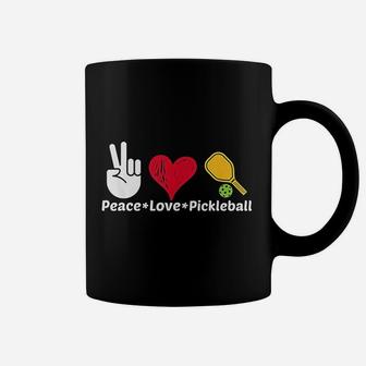 Paddleball Sports Mom Dad Retirement Peace Love Pickleball Coffee Mug - Seseable