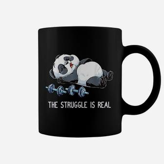 Panda The Struggle Is Real Weightlifting Fitness Gym Funny Coffee Mug - Seseable