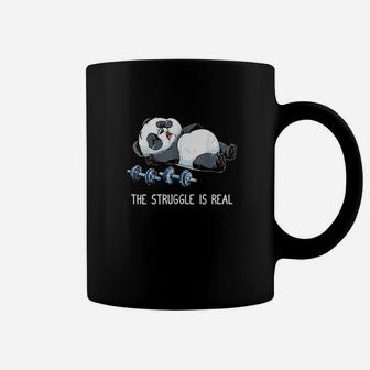 Panda The Struggle Is Real Weightlifting Fitness Gym Funny Coffee Mug - Seseable