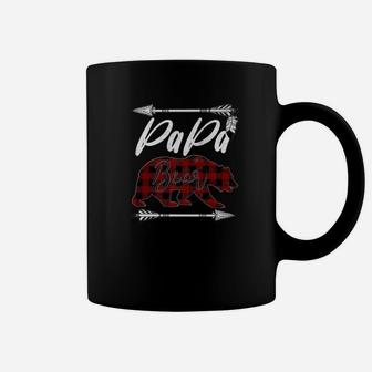 Papa Bear Buffalo Plaid Dad Daddy Fathers Day Gift Coffee Mug - Seseable