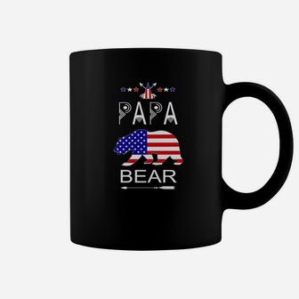 Papa Bear Patriotic Flag Matching Family 4th Of July Gift Premium Coffee Mug - Seseable