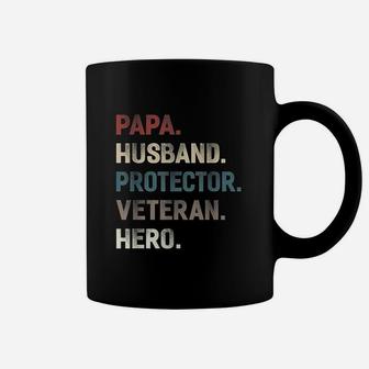 Papa Husband Protector Veteran Hero Grandpa Dad Men Gift Coffee Mug - Seseable