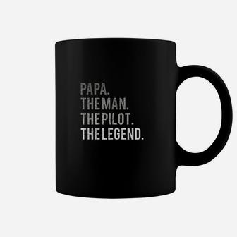 Papa The Man The Pilot The Legend Aviation Dad Gift Coffee Mug - Seseable