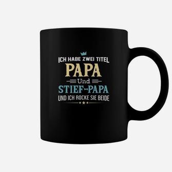 Papa und Stiefpapa Rocken Themen-Tassen, Zwei Titel Design in Schwarz - Seseable