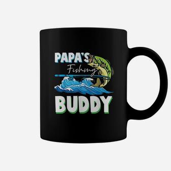 Papas Fishing Buddy Dad And Children Angler Hobby Coffee Mug - Seseable