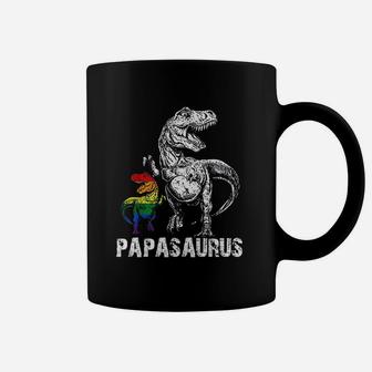 Papasaurus Pride Lgbt Rainbow Flag Fathers Day Coffee Mug - Seseable
