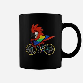 Parrot Riding Bicycle - Funny Bird Bike Cyclist T-shirt Coffee Mug - Seseable