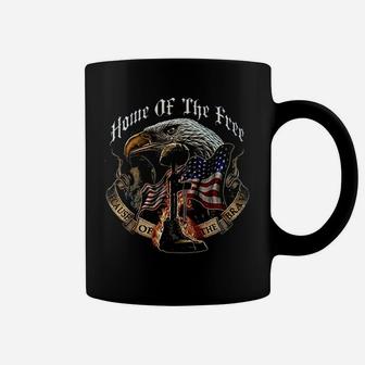 Patriotic Home Of The Free American Flag Marine Corps Us Army Air Force Us Navy Military Coffee Mug - Seseable