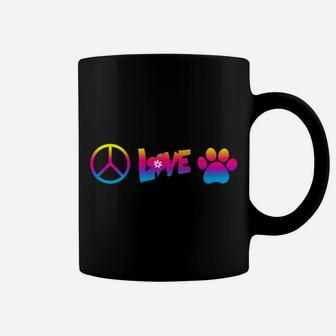 Peace Love Dogs Hippie Style Retro Colorful Dog Lover Gift Coffee Mug - Seseable