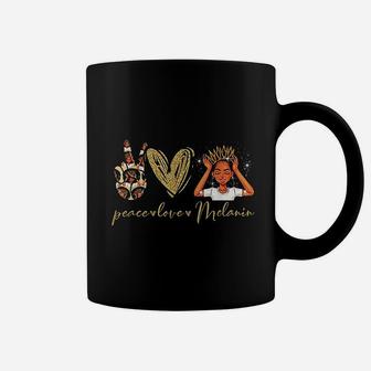 Peace Love Melanin Afro Black Brown Girls Pride Gifts Coffee Mug - Seseable