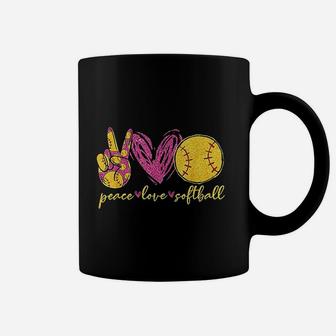 Peace Love Softball Cute Softball Lover Mothers Day Coffee Mug - Seseable