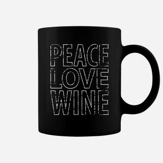 Peace Love Wine Vintage Graphic Coffee Mug - Seseable