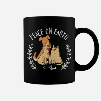 Peace On Earth Funny Dog And Ca Gift Coffee Mug - Seseable