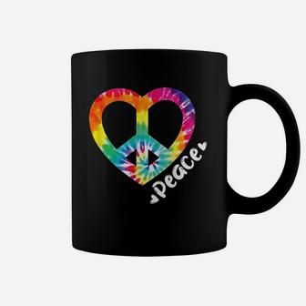 Peace Tie Dye Vintage Heart Hippie Retro Groovy Gift Coffee Mug - Seseable