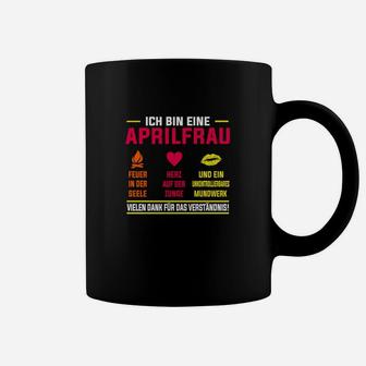 Personalisiertes Aprilfrau Geburtstags-Tassen, Spruch und Embleme - Seseable