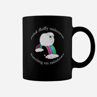 Pfudor T Shirt - Pink Fluffy Unicorns Dancing On Rainbows Coffee Mug - Seseable