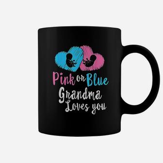 Pink And Blue Grandma Loves You Gender Reveal Baby Shower Coffee Mug - Seseable