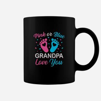 Pink Or Blue Grandpa Loves You, Pink Or Blue Gender Reveal Coffee Mug - Seseable