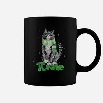 Pirate Cat With Green Scarf Math Lovers Funny Pi Day Coffee Mug - Seseable