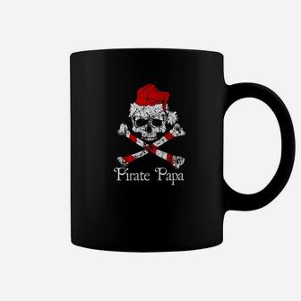 Pirate Papa Christmas Jolly Roger Skull Crossbones Coffee Mug - Seseable