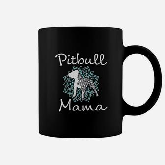 Pitbull Mama Mandala Teal Cute Pit Bull Dog Gift For Mom Coffee Mug - Seseable