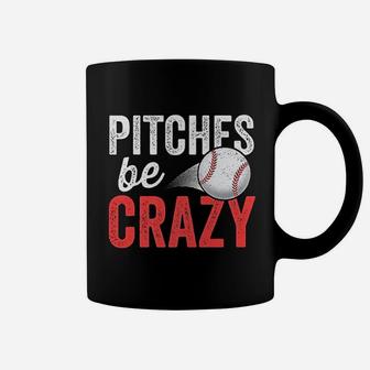 Pitches Be Crazy Baseball Funny Pun Mom Dad Coffee Mug - Seseable