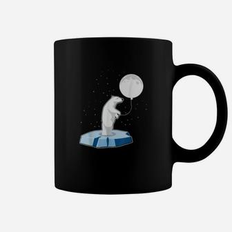 Polar Bear On Ice Floe Moon Balloon Climate Change Coffee Mug | Seseable CA