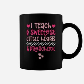 Preschool Teacher Valentine Cute Pink Hearts Teach Coffee Mug - Seseable