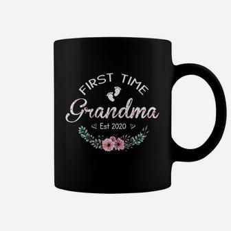 Promoted To Grandma Est 2020 First Time Grandma Floral Coffee Mug - Seseable
