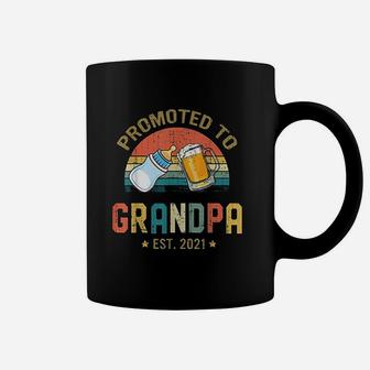 Promoted To Grandpa Est 2021 Vintage Fathers Day Coffee Mug - Seseable
