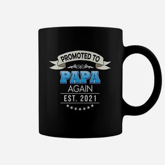 Promoted To Papa Again Est 2021 New Mom Dad Mother Father Coffee Mug | Seseable UK