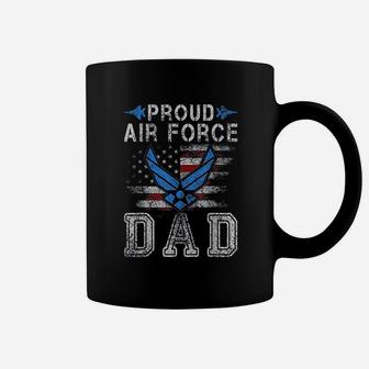 Proud Air Force Dad Military Veteran Pride Us Flag Coffee Mug - Seseable