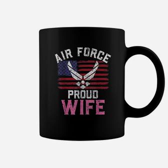 Proud Air Force Wife American Flag Veteran Gift Coffee Mug - Seseable