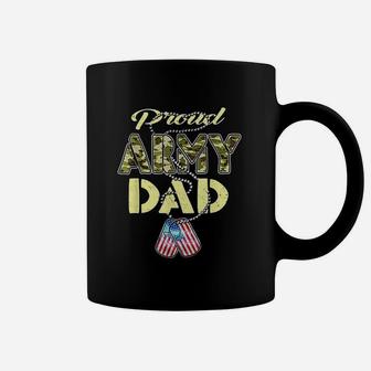 Proud Army Dad Us Flag Camo Dog Tags Pride Military Father Coffee Mug - Seseable
