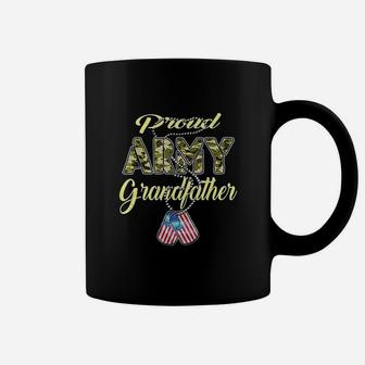Proud Army Grandfather Us Flag Dog Tag Military Grandpa Coffee Mug - Seseable