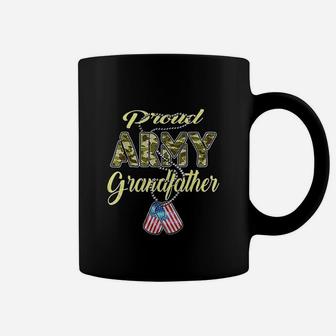 Proud Army Grandfather Us Flag Dog Tag Military Grandpa Gift Coffee Mug - Seseable