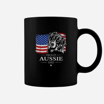 Proud Aussie Shepherd Dad American Flag Patriotic Dog Gift Coffee Mug - Seseable