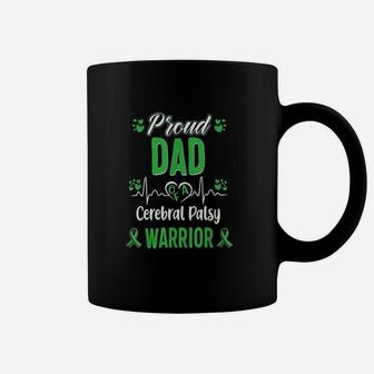 Proud Dad Cerebral Palsy Warrior Awareness Ribbon Green Coffee Mug - Seseable