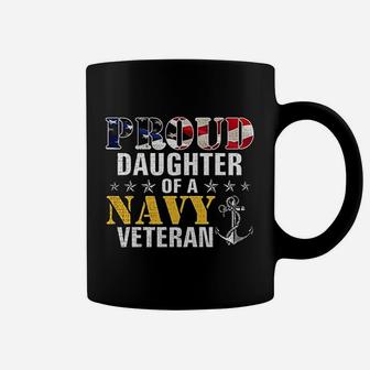Proud Daughter Of A Navy Veteran American Flag Military Gift Coffee Mug - Seseable
