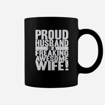 Proud Husband Of A Freaking Awesome Wife Funny Valentines Day Coffee Mug - Seseable