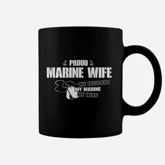 Proud Marine Wife My Husband Hero Missy Fit Ladies Coffee Mug - Seseable