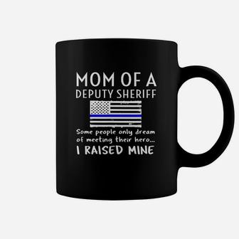 Proud Mom Of A Deputy Sheriff Mother Us Thin Blue Line Flag Coffee Mug - Seseable